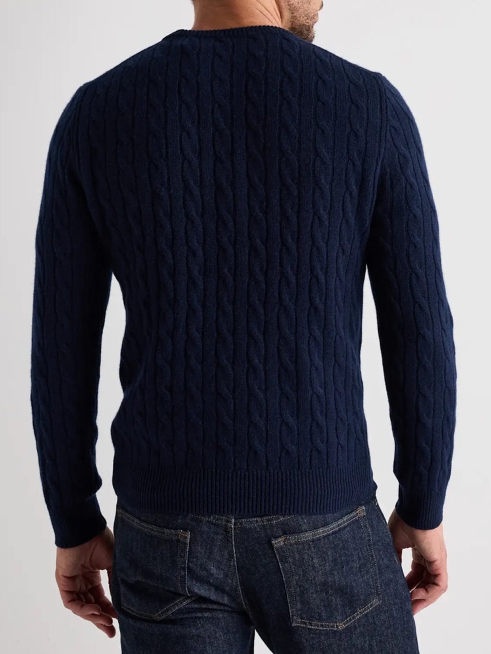 Quince 100% Cashmere Cable Knit Sweater XXL NWT Mens Navy Blue - Picture 2 of 8